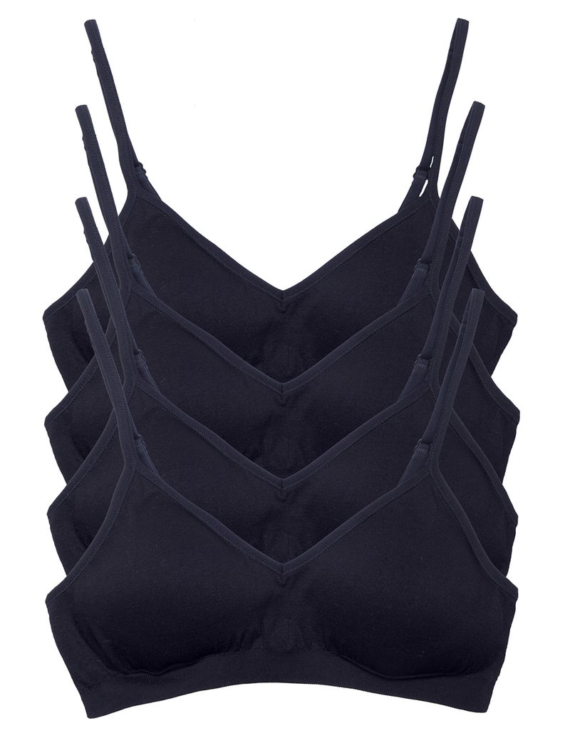 Kalon Womenâ€™s 4 Pack Demi Padded Bralette Wireless Comfortable Bra (S/M Busty, 4PK Black) - Image 1